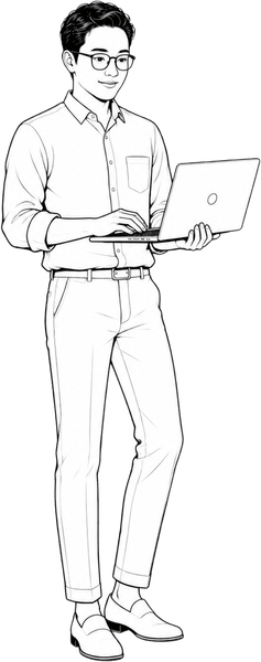 Line-art portrait of Daniel.