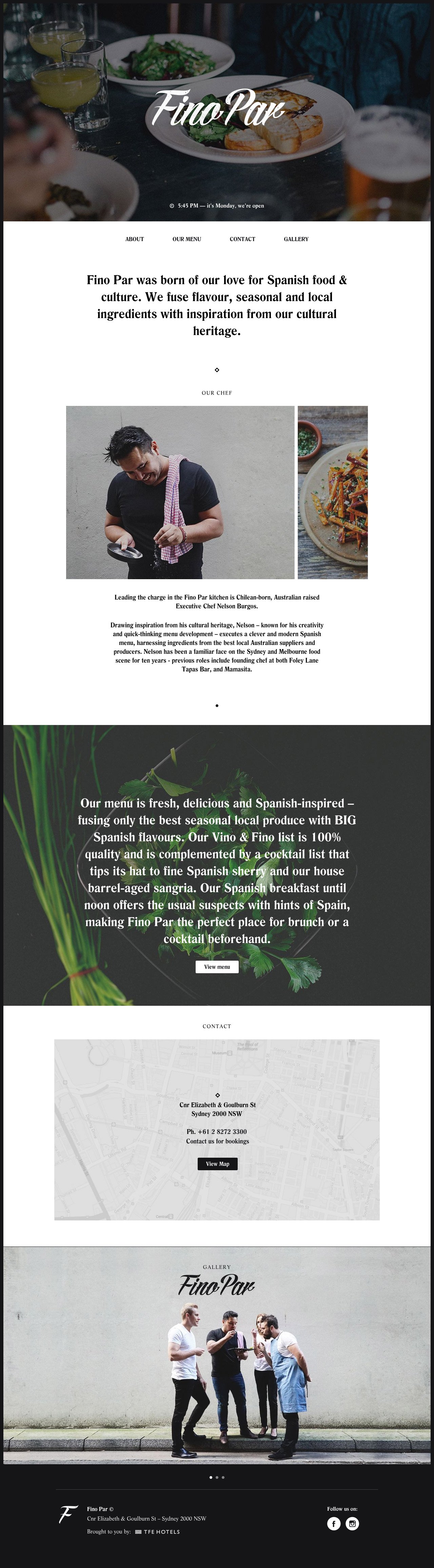 Full long-form preview of the Fino Par Spanish kitchen website.
