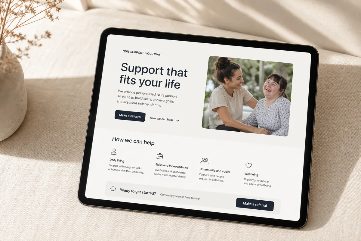 An NDIS support coordinator using an accessible provider website.